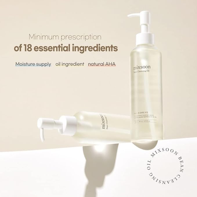 mixsoon Bean Cleansing Oil 6.59 fl oz / 195ml Lightweight Oil Cleanser Make up Remover for daily skin care routine Korean Glass Skin Care