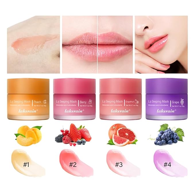 Hydrating Lip Sleeping Mask, Long Lasting Hydrating Night Lip Balms for Intensive Moisturizing and Care, Prevention Dry and Crack (GRAPE) 0.7 OZ