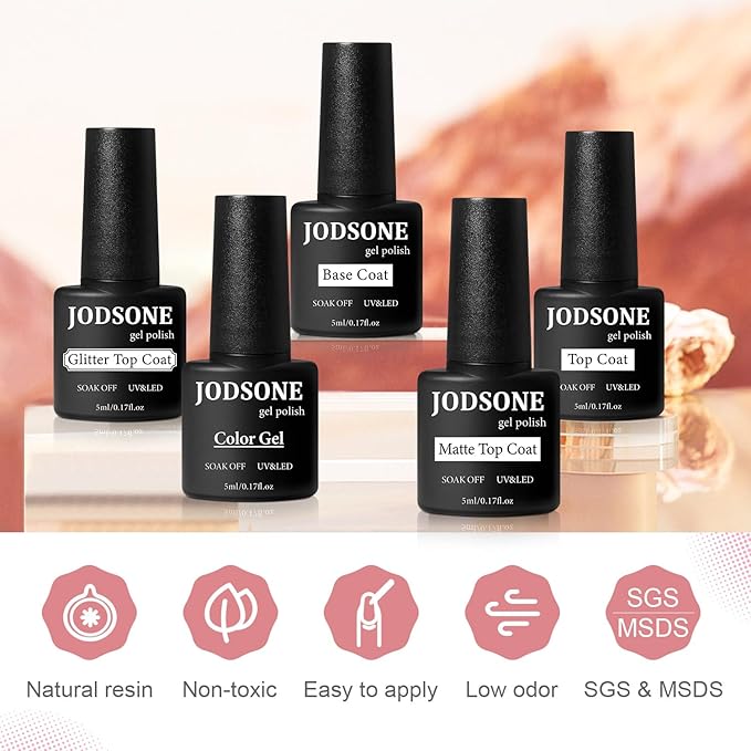 JODSONE 36 PCS Gel Nail Polish Starter Kit U V Light and Dark Series Gel Nail Set No Wipe Base Matte and Glossy Top Coat All Kinds of Manicure Tools