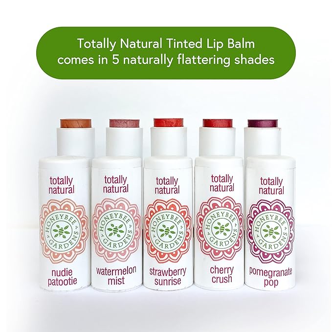 Honeybee Gardens Totally Natural Strawberry Sunrise Tinted Lip Balm, Nourishing Moisture With A Kiss Of Color, Vegan, Gluten-Free