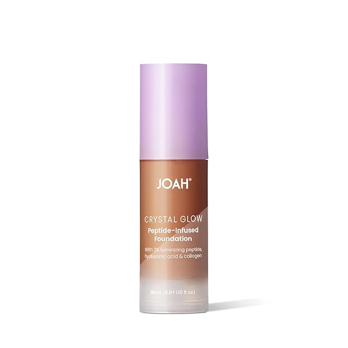JOAH Peptide Infused Foundation, 2-1 Korean Face Makeup with Blurring Face Primer, Luminizer, Hydration & Skin Defense for a Lightweight Finish, Buildable Medium Coverage, 1.01 Oz, Deep Warm