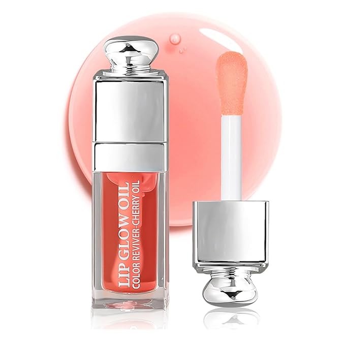 Hydrating Lip Glow Oil, Moisturizing Plumper Lip Gloss, Transparent Plumping Balm, Tinted Balm Care 0.2 OZ - 001 PINK