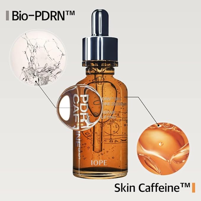 IOPE BIO-PDRN Caffeine Shot Serum | 38% Plant-Based Vegan PDRN & 20,000ppm Caffeine & Niacinamide in a Bottle, Plumping Skin, Intense Lifting and Firming, Korean Skincare, 1.01 Fl Oz