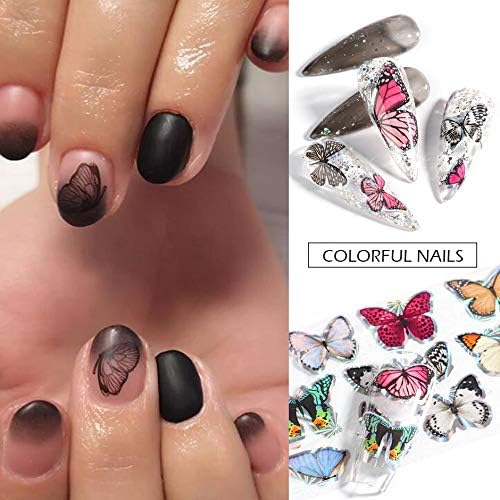 10 Sheets Butterfly Nail Art Foil Transfer Stickers - Holographic Nail Stickers Decals for DIY Starry Sky Manicure