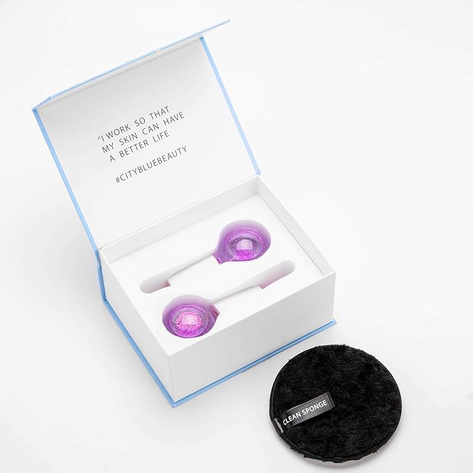 ICE Beauty Balls for Facial, 2PCS Purple Facial Roller for Cold Facial Massage Face Roller Balls with Anti-Freeze Liquid to Reduce Puffiness, Pores, Wrinkles…