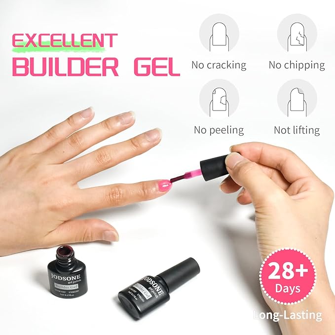 JODSONE Builder Color Gel Top Coat Base Coat Extension Gel 24 PCS Kit Long Lasting High Gloss Gift For Women