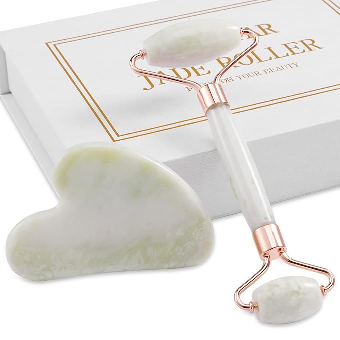 Jade Roller for Face, Facial Roller Massager Skin Care Tool, Gua Sha Facial Tools for Face, Neck, Eyes, Reduce Puffiness of The Skin