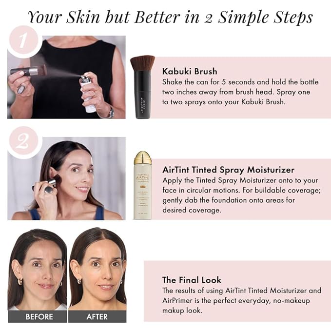 Jerome Alexander MagicMinerals AirTint Tinted Moisturizer AirBrush Spray Light | Tinted Moisturizer Spray with Anti-Aging Ingredients | Light |2PC