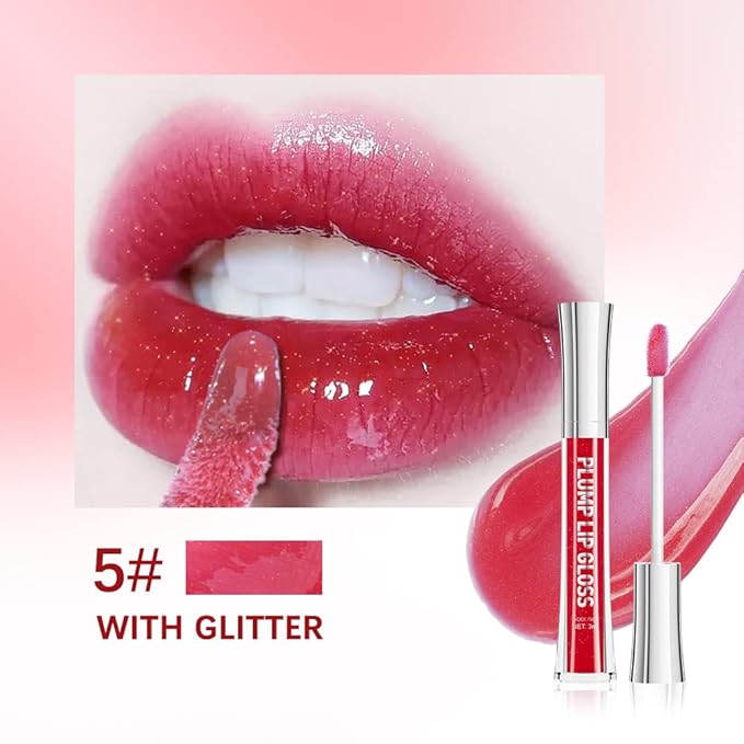 ibcccndc Lip Plumper gloss,Natural Lip Plumper,High Shine Lip Plumper,Lip Enhancer for Fuller,Sexy Lip Gloss,Shiny Lip Gloss For Girls and Women (5)