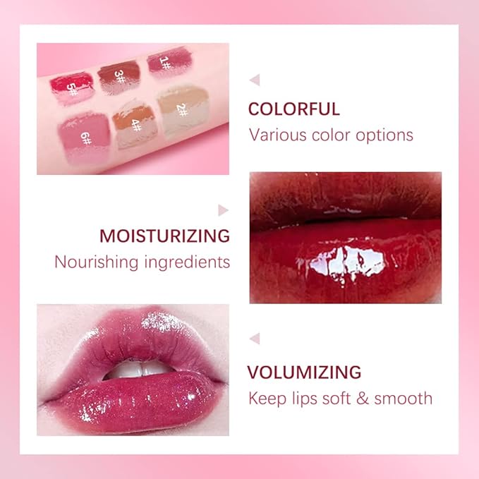 ibcccndc Lip Plumper Plumping Lip Gloss Hydrating Nourishing Lip Oil Red Liquid Lipstick Lip Care Products Mineral Oil Clear Lipgloss (5)