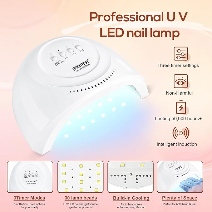 JEWHITENY Poly Extension Gel Kit With 48W LED Nail Lamp 14 Colors Builder Extension Gel All-in-One French Kit Nail Art Design Beginner Kit