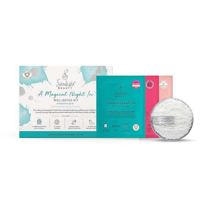HYDRATED Gifting Bundle | SUPER HYDRATION SHEET MASK | Rosy Toes - Foot Mask Instant Pedciure | Rosy Hands - Hand Mask Instant Manicure| Magic Cleanse™ Eco-friendly Cleansing Tool