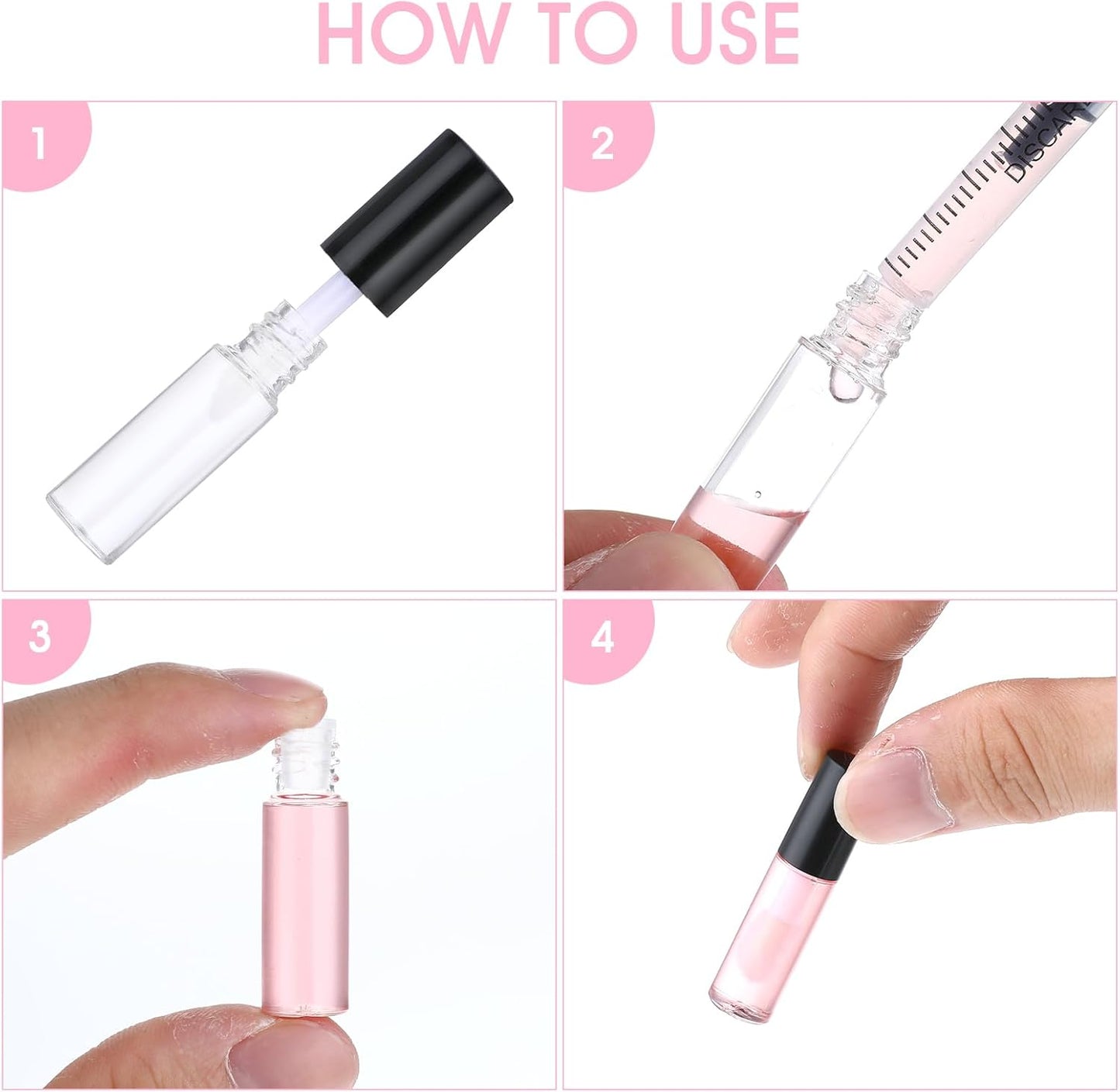 100 Pcs Mini Lip Gloss Tubes, Refillable Lip Balm Bottle Transparent Empty Containers Travel Personal Cosmetic Inserts Cosmetic Tools Mini Lipstick Containers for Women DIY Makeup