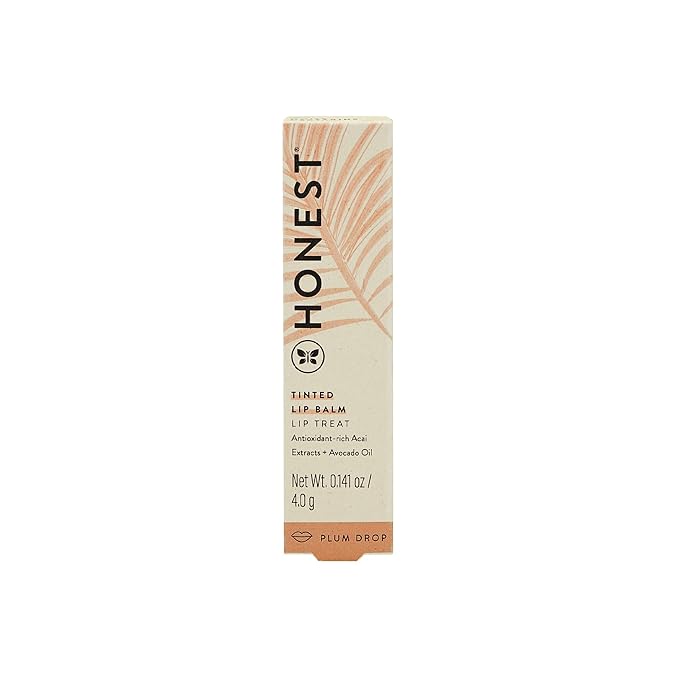 Honest Beauty Tinted Lip Balm | Antioxidant-rich Acai Extracts + Avocado Oil | EWG Certified, Vegan, Cruelty Free | Plum Drop