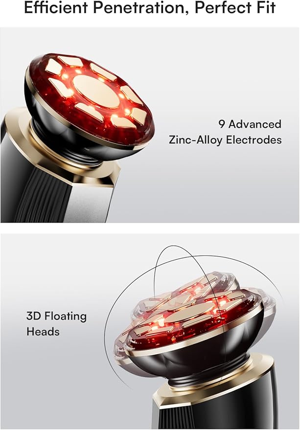 INIA Micro-Current Facial Device, 3-in-1 Facial Massager Red Light Therapy for Face and Neck True Beauty Glow Device Effective for Wrinkle and Puffiness