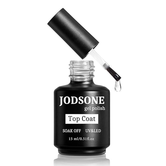 JODSONE 15ML Top Coat Gel Polish High Gloss Shine Finish Long Lasting Gel Nail Polish Professional Manicure Home DIY No Wipe