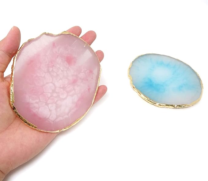 Honbay 2PCS Golden Edge Resin Nail Art Palettes Drawing Plates Manicure Display Tools for Women