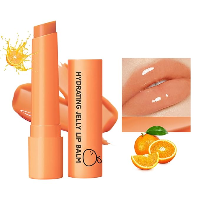 Hydrating Jelly Lipstick,Instantly Hydrating Lip Tint Tinted Moisturizing Lip Balm For Dry Lip,Conditioning & Nourishing Lip Care Moisturizer Fruit Lip Oil Non-sticky Lip Gloss(Tangerine)