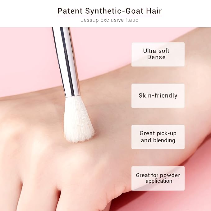 Jessup Small Eye Makeup Brush Set Professional 15pcs White/Silver Premium Natural-synthetic Eye Shadow Blending Concealer Eye & Brow Liner Brushes, T237