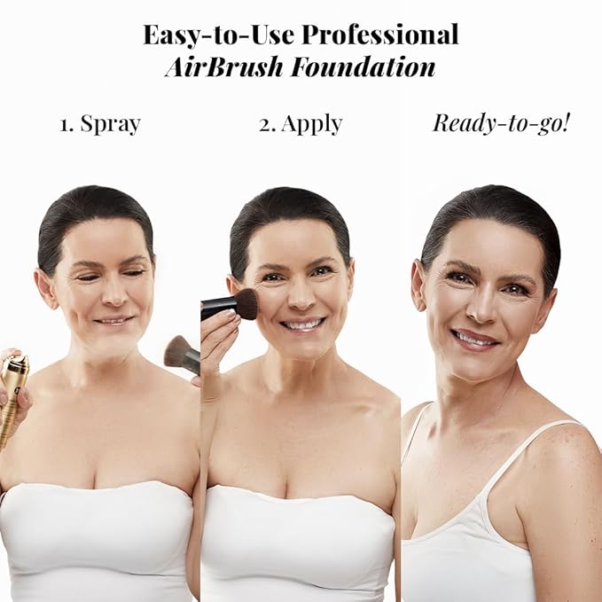 Jerome Alexander Airbrush Foundation Ultra Hydrating, Spray Foundation Makeup with 2x the Active Ingredients, Ultra-Light, Buildable, Full Coverage Formula (Warm Medium)