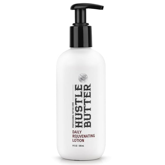 Hustle Butter Tattoo Aftercare - Daily Moisturizing Lotion - Naturally Derived Vegan Cruelty Free - Everyday All Over Use for Tattoos - 9 fl oz