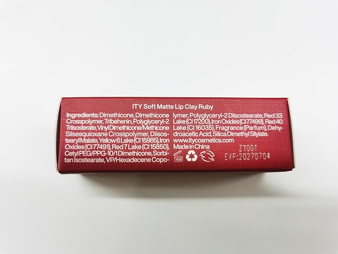 ITY Velvet Matte Finish Lip Stain-Mousse Textured Lip Clay, Red Shade, Conceals Lip Lines, Rich Pigment Lip Tint Lipsticks, 0.14 oz (4g) in Ruby