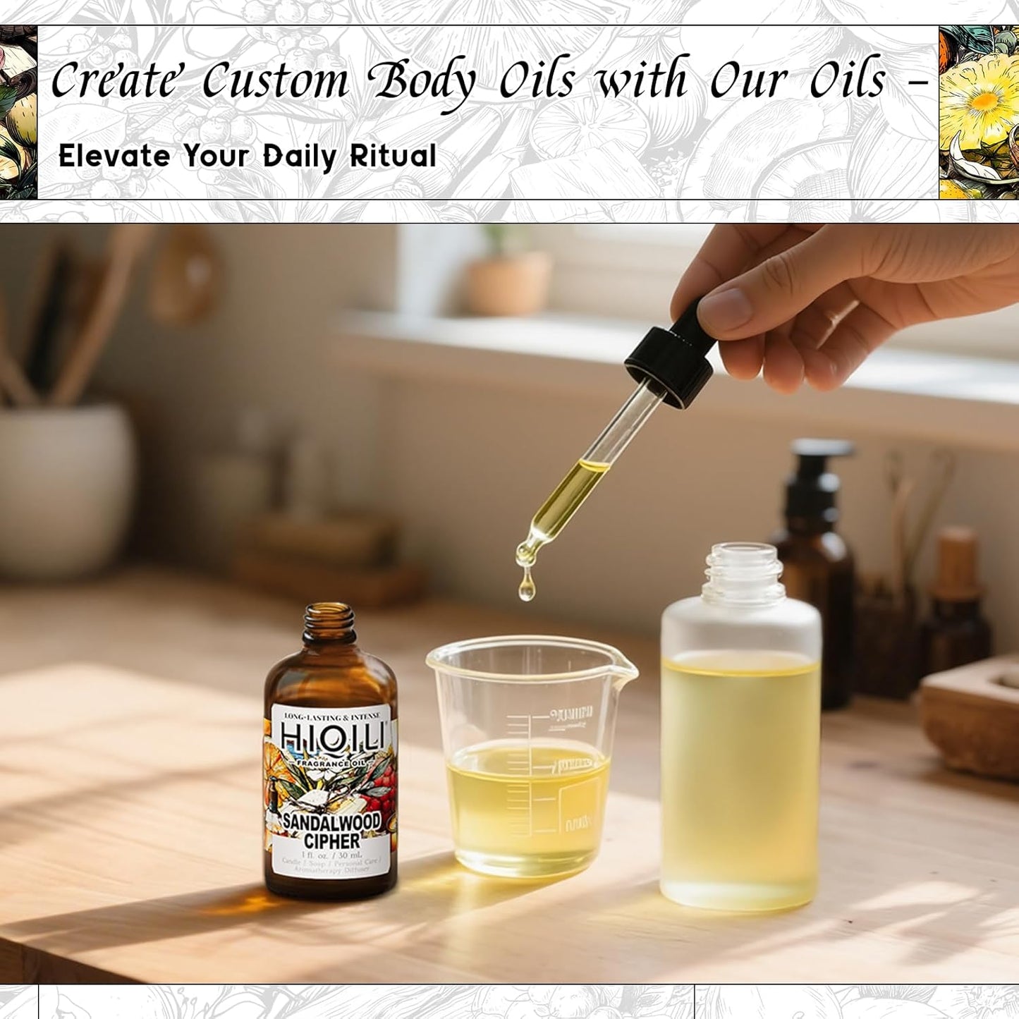 HIQILI Sandalwood Cipher Fragrance Oil for Diffuser, Inspired by Srge-L.tens StalMajus-cvle, Candle & Soap, Perfume & Body Oil Making- Have Gourmand Notes, Long-Lasting- 1 Fl Oz