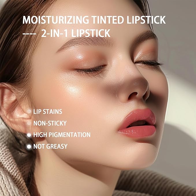 Hydrating Tined Lip Blams - Moisturizing High Pigmented Lip Blam Stick Care Plumping Glossy Finish for Dry Lips for Women