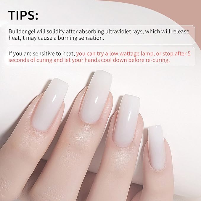 JODSONE 4 Bottles of 10 ML Capacity Builder Gel Nail Set Building Nail for Nail Apex and Extension Strengthener Hard Need to Cured By Nail Lamp