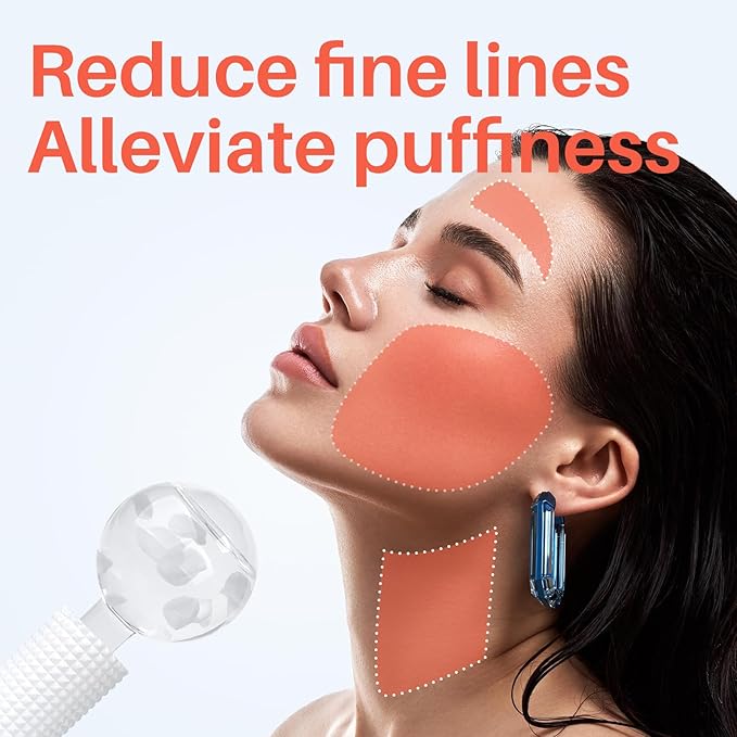 Ice Globes & Ice Roller for Face and Eyes - Facial Massage Tools for Skin Care, Reduce Wrinkles & Puffiness, Cooling Globes & Roller Ball for Glowing Skin 2PCS (White)