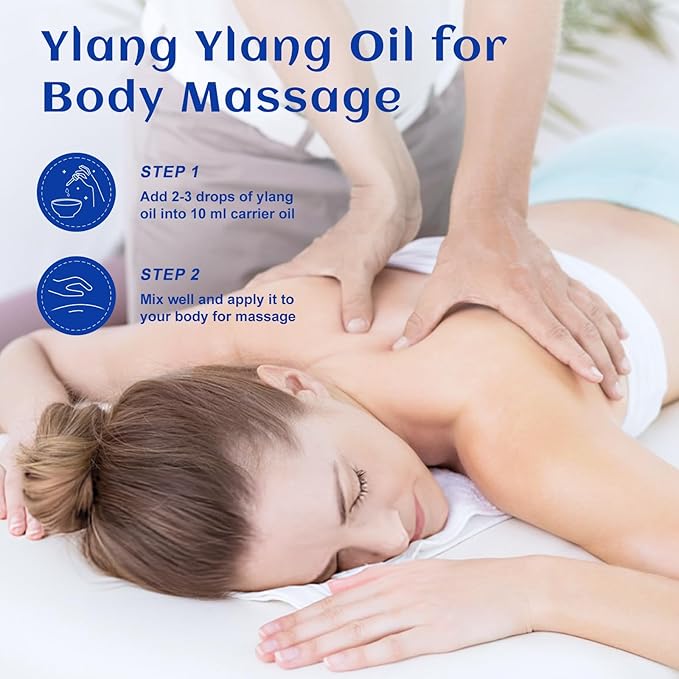 HIQILI Ylang-Ylang Essential Oil, Long-Lasting Scent for Diffusers, Perfumes, Aromatherapy, DIY - 1.01 Fl Oz