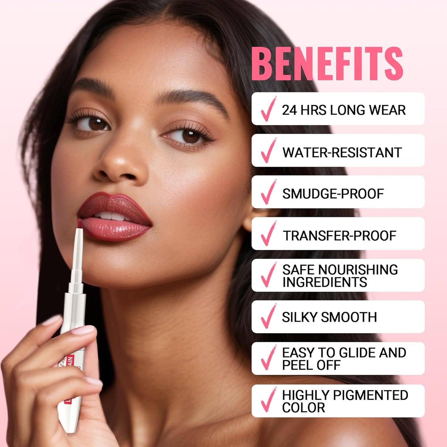 iMethod Lip Liner Stain - Lip Stain, 2-In-1 Dual-Ended Peel Off Lip Stain with Tweezer, Natural Long Lasting Peel Off Lip Liner, Easy to Use for All Skin Types, Stay All Day, Mauve