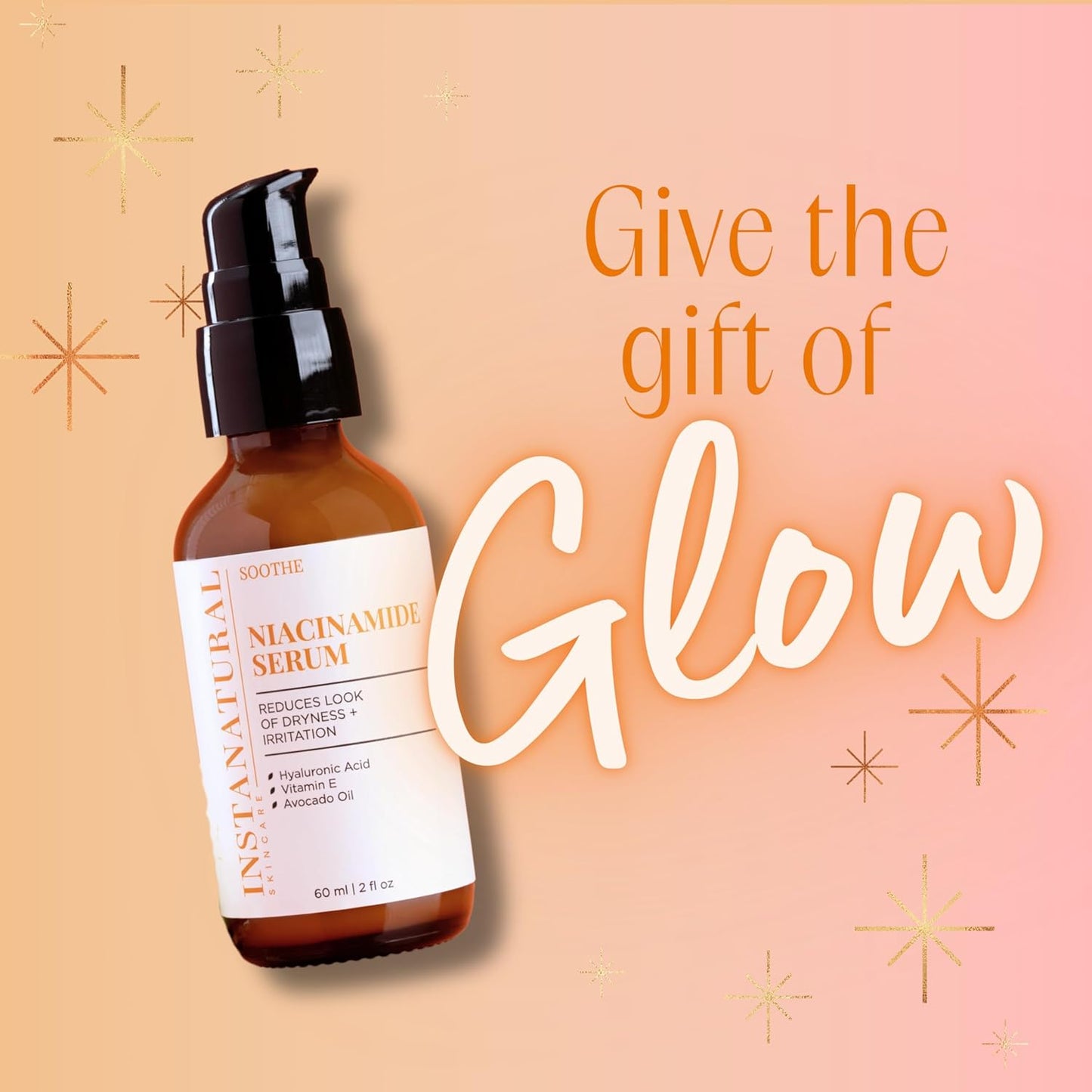 InstaNatural Niacinamide Face Serum, Hydrates, Soothes, Reduces Irritation, Redness, Lines, Wrinkles, and Other Signs of Aging, with Hyaluronic Acid and Vitamin E, 2 Fl Oz