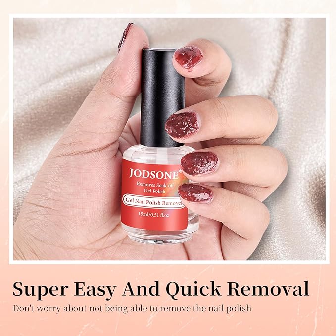 JODSONE Gel Nail Polish Remover Kit - Set with 15ml Gel Nail Polish Remover, Cuticle Oil and Latex Tape, and Complete Remover Manicure Tool Set, No Soaking