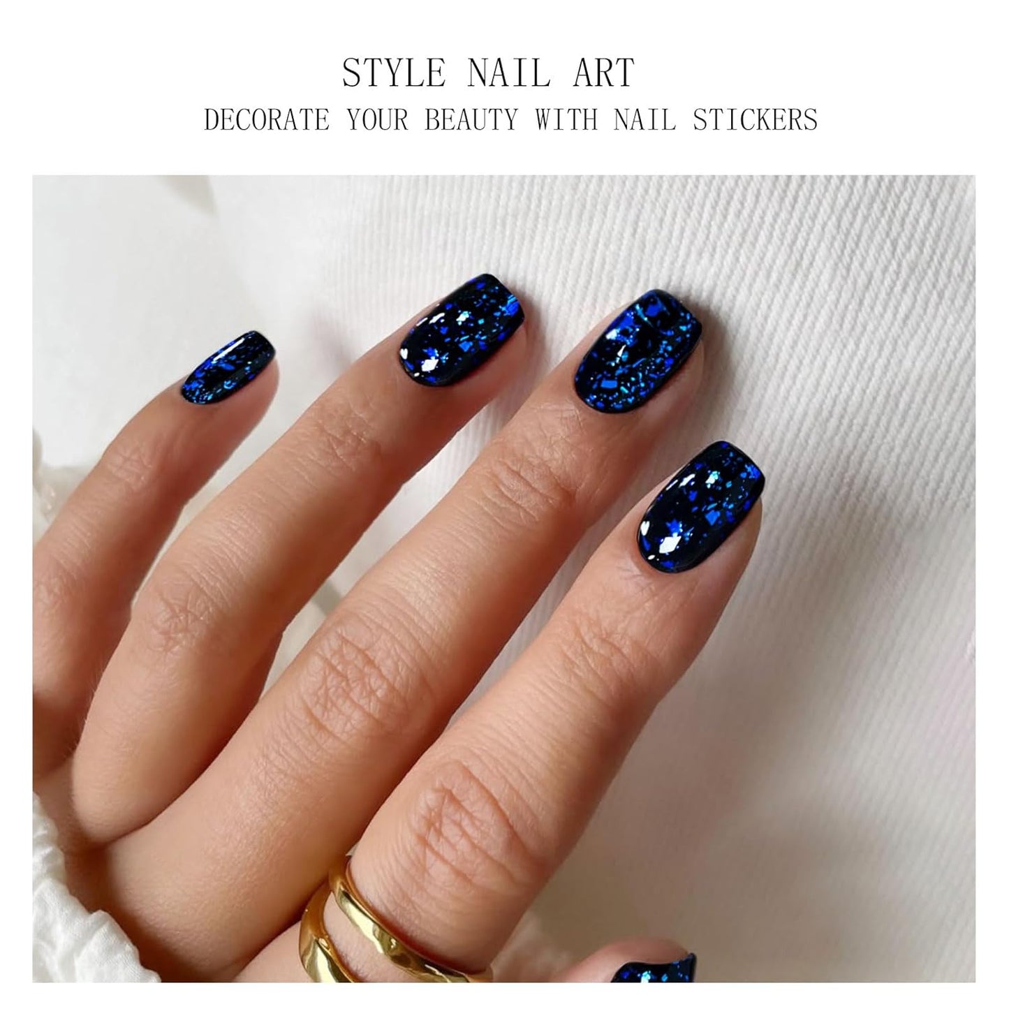 JMEOWIO Gel Nail Stickers Dark Blue Green Semi Cured Gel Nail Strips Wraps UV/LED Nails Art Design Decoration Accessories