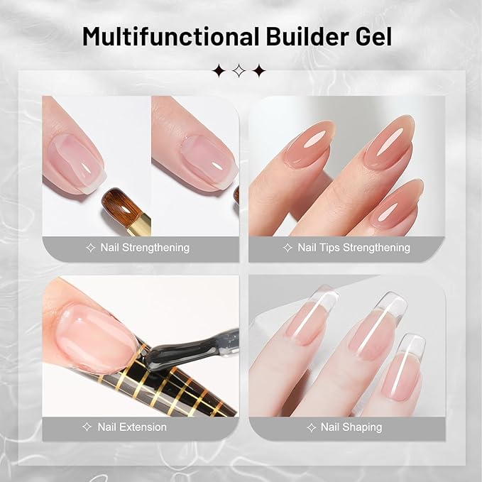JODSONE 2Pcs 16.5ml Builder Gel Builder Nail Polish for Thickening Strengthener Building Extension and Keep The Nail Art Effect for A Longer Time and Nail Art Design Gift for Women