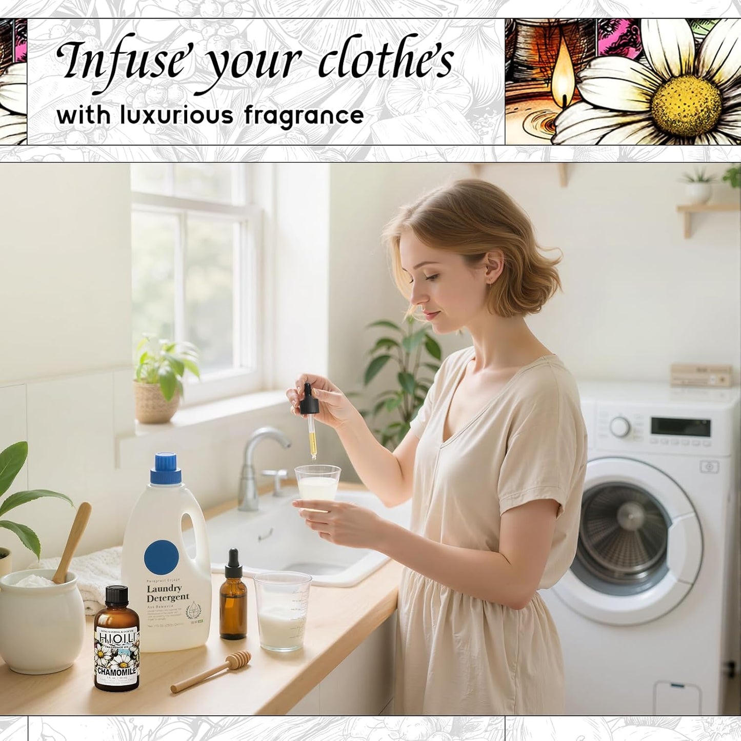 HIQILI Chamomile Fragrance Oil for Candle, Soap Making, Use in Essential Oil Diffusers, Add to Body Lotion, Laundry Dryer Balls - 1 Fl Oz