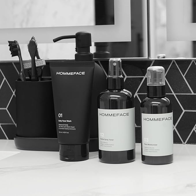 HommeFace Daily Trio Skin Care Set for Men, 3-Step Routine
