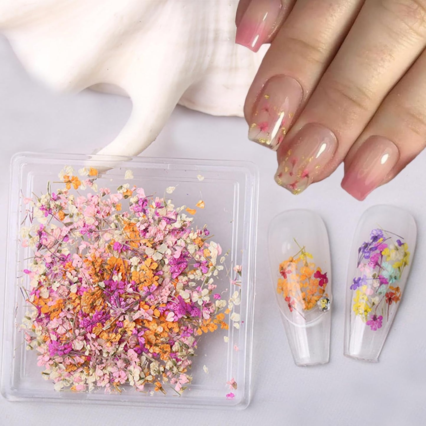 1 Boxes Dried Flowers for Nail Art,Colorful Dry Flowers Mini Real Natural Flowers Nail Stickers DIY Mini Mix Flower Petals Nail Art Supplies for Summer Acrylic Nails Design Manicure Accessories