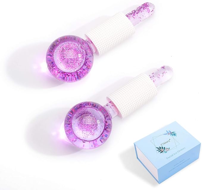 ICE Beauty Balls for Facial, 2PCS Purple Facial Roller for Cold Facial Massage Face Roller Balls with Anti-Freeze Liquid to Reduce Puffiness, Pores, Wrinkles…