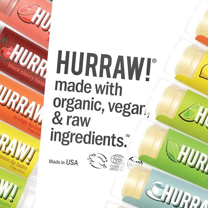 Hurraw! Green Tea Lip Balm, 3 Pack: Organic, Certified Vegan, Cruelty and Gluten Free. Non-GMO, 100% Natural Ingredients. Bee, Shea, Soy and Palm Free. Made in USA