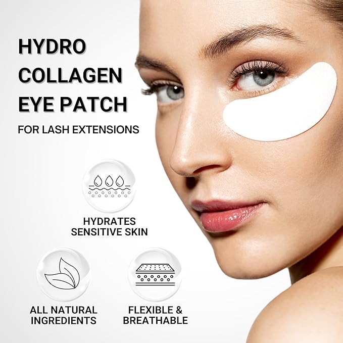 Hydro Collagen Gel Patch for Lash Extension, Under Eye Patch for Lash Lift, Lint Free, Made in Korea, 10 Pairs (20 Pads)
