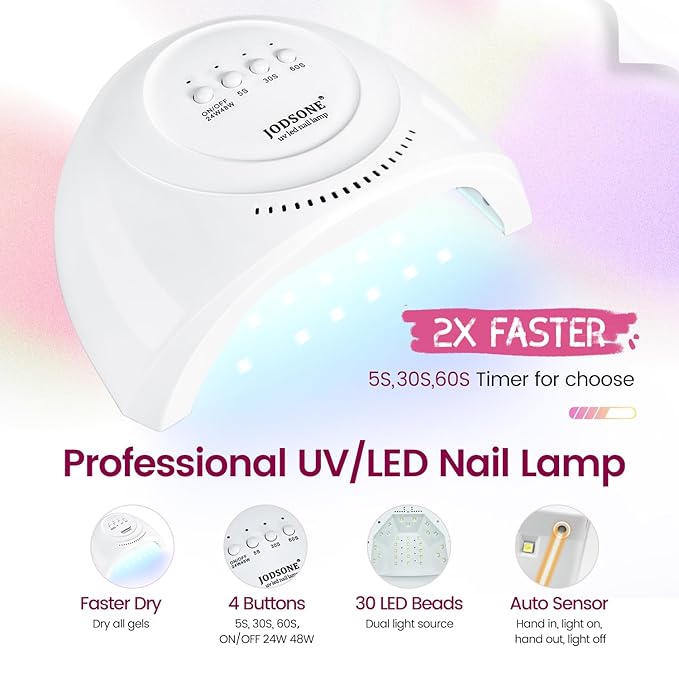 JODSONE Builder Gel Nail Kit with U V Light Base Top Coat 21 Colors High Shine Builder Gel and 100 PCS Extension Stickers