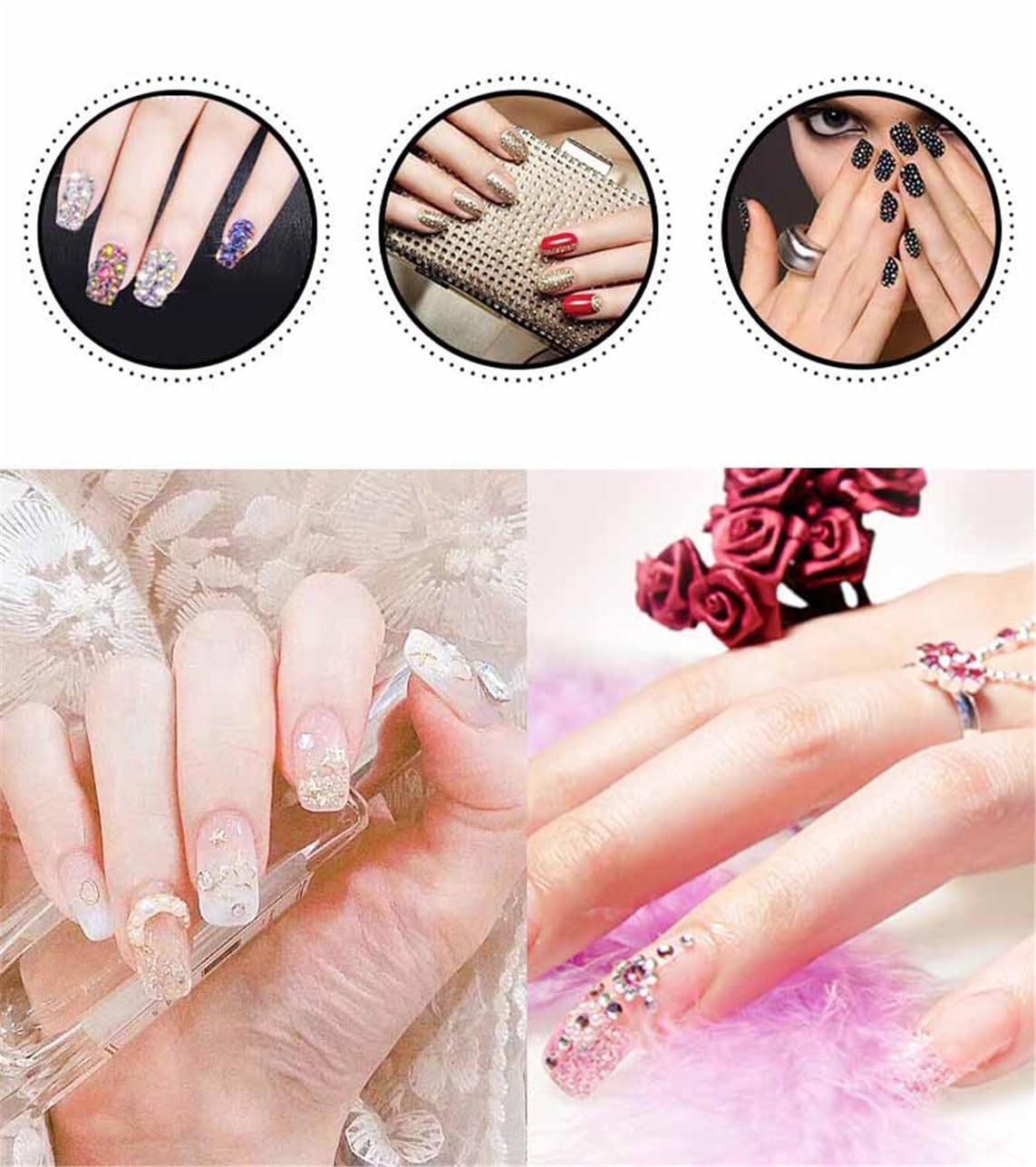 1440 Pcs SS20 5mm Flatback Rhinestones for Nails Art Crafts Glitter Round Shine Gems AB Crystals DIY Clothes Shoes （Light Blue AB）