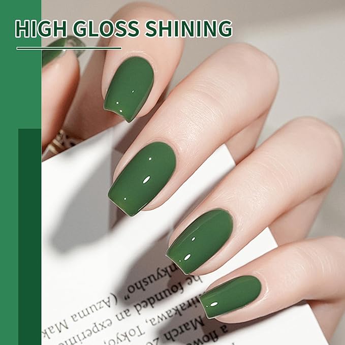 JODSONE 10ml Green Gel Nail Polish 6Pcs Gel Nail Polish Set All Seasons Neutral Soak off U V Lamp Manicure Set for Nail Art Collection St. Patrick's Day Gift for Her