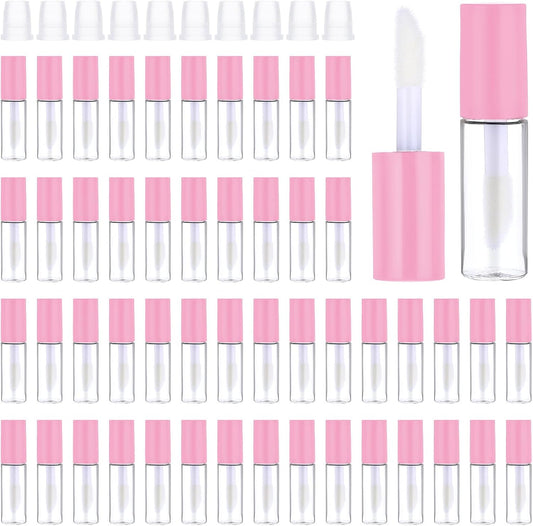 100 Pcs Mini Lip Gloss Tubes, Refillable Lip Balm Bottle Transparent Empty Containers Travel Personal Cosmetic Inserts Cosmetic Tools Mini Lipstick Containers for Women DIY Makeup (Pink)