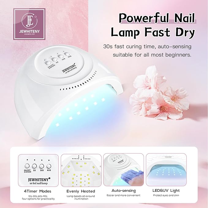JEWHITENY 27 Colors Nail Polish Kit with U V Light, U V LED Nail Dryer Lamp Curing Gel Nail Polish Set Popular Gel Polish Set DIY at Home, Nail Manicure Tools