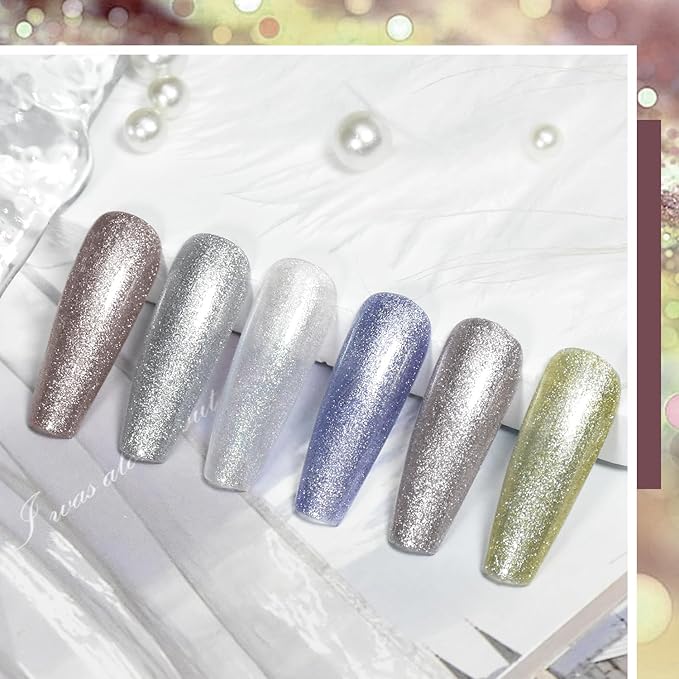 JODSONE 10ml Glitter Gel Nail Polish Set 6 Color Glitter Effect gel polish All Seasons Neutral Soak off LED Lamp Gel Manicure Set for Nail Art