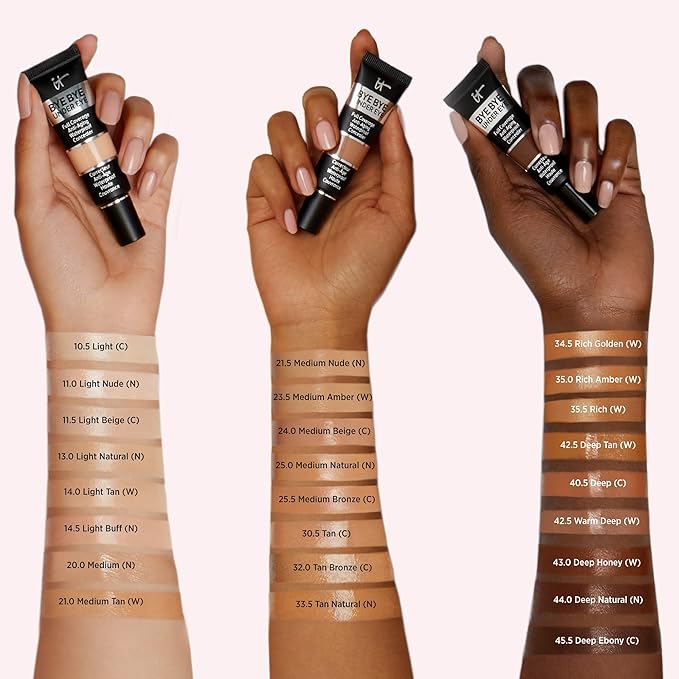 IT Cosmetics Makeup Set - Includes Supersize Bye Bye Under Eye Concealer (45.5 Deep) + Heavenly Luxe Complexion Perfection Concealer Brush (1 fl oz) - with Collagen, Hyaluronic Acid & Antioxidants