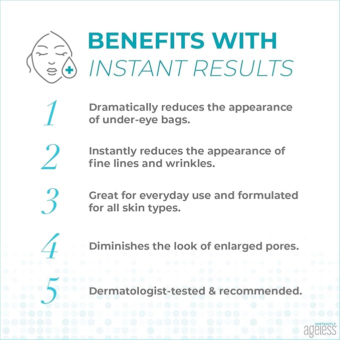 Instantly Ageless Facelift - Instant Eye Bag Remover Puffiness - 20 Vials - Instant Under Eye Bags Remover - Wrinkle Tightener - Instant Wrinkle Remover for Face Instant Lift